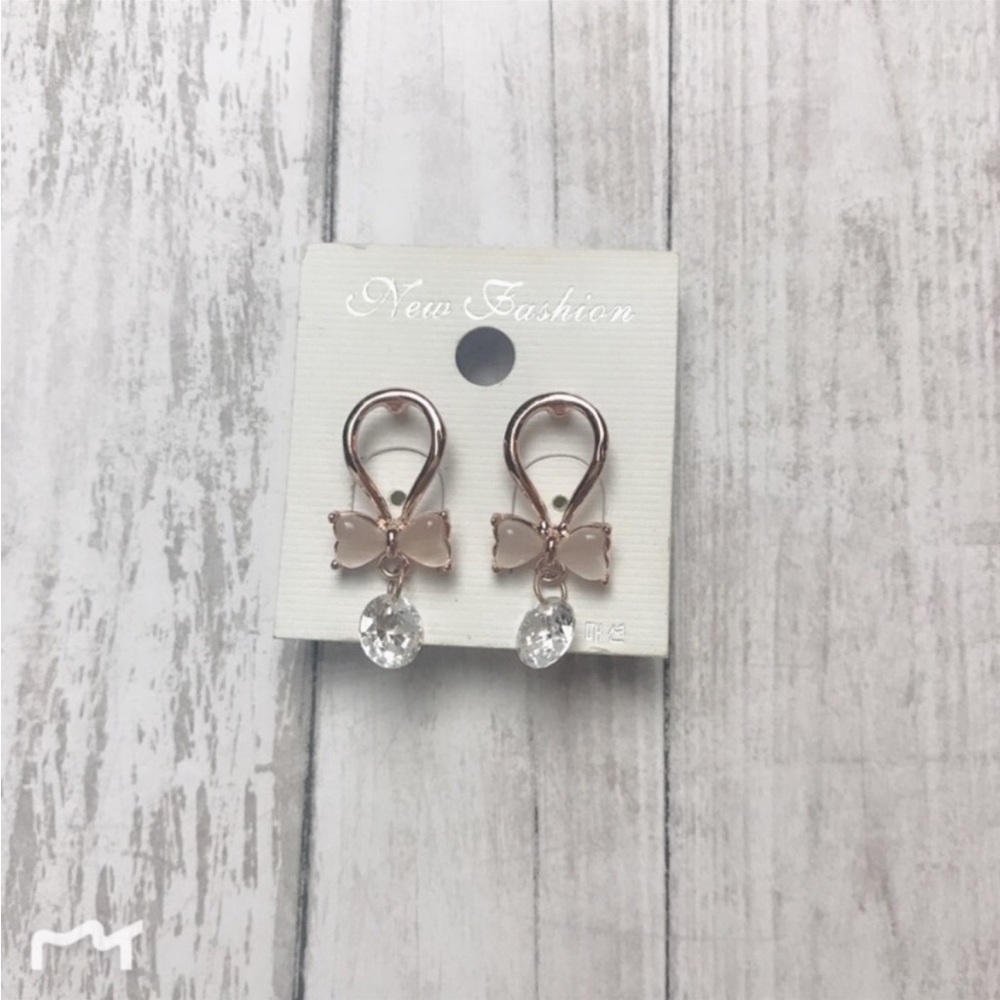 New Rose Gold Bow Tie Earrings